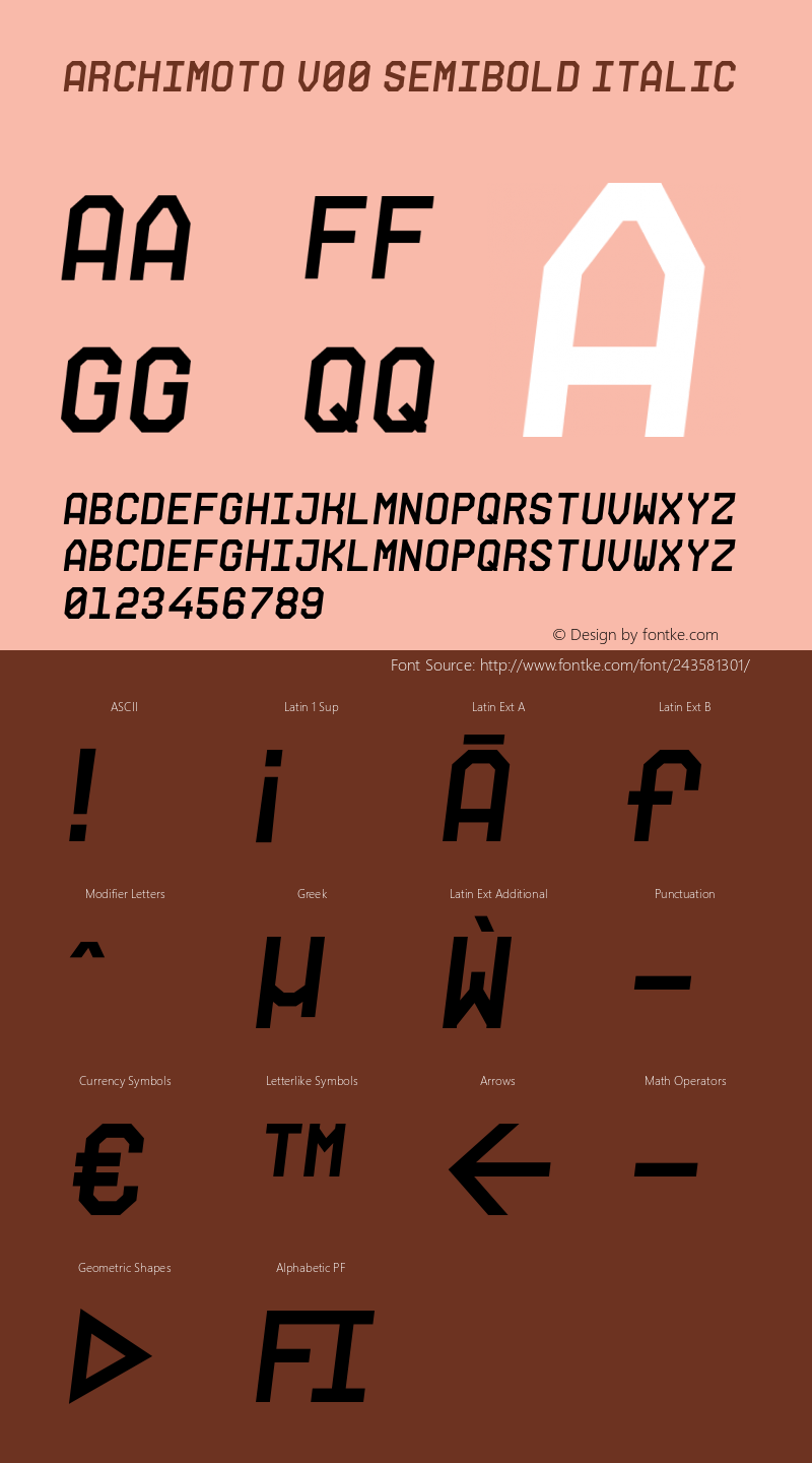 Archimoto V00 SemiBold Italic Version 1.000 | FøM Fix图片样张