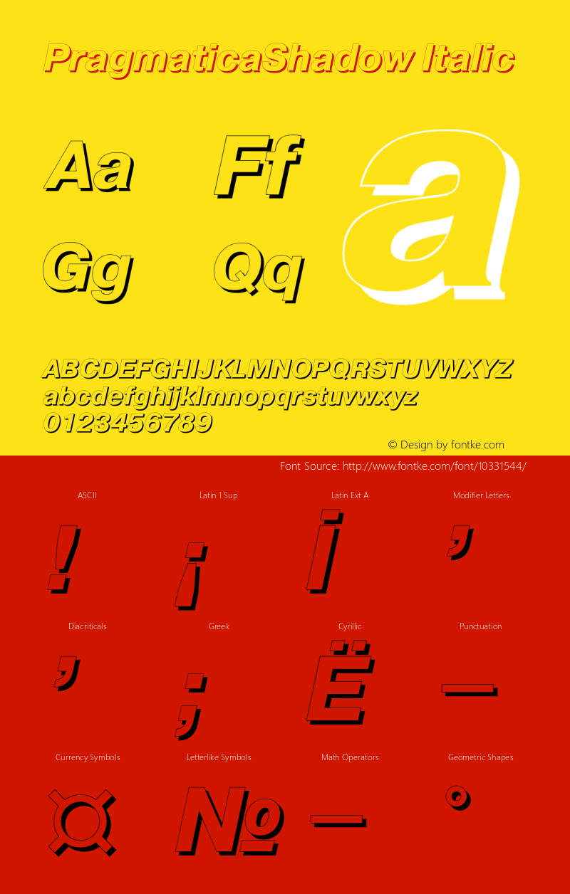 PragmaticaShadow Italic Version 001.000图片样张