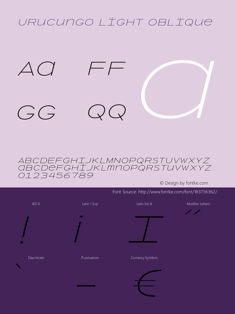 Urucungo Light Italic Version 1.000;PS 001.000;hotconv 1.0.88;makeotf.lib2.5.64775图片样张