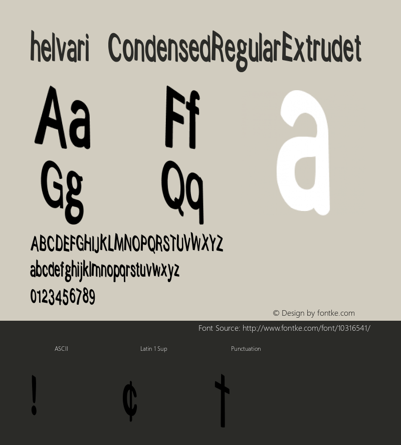 helvari CondensedRegularExtrudet Version 1.000 2007 initial release图片样张