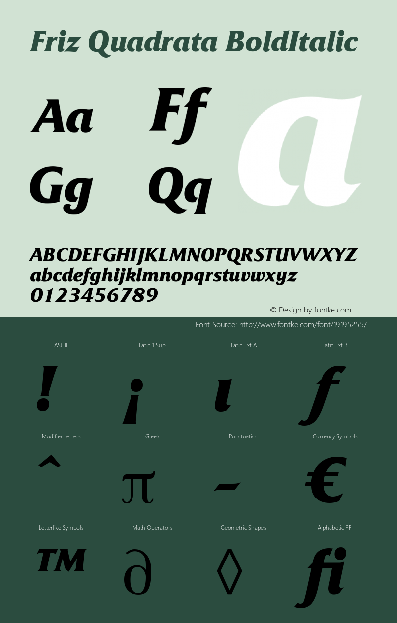 Friz Quadrata Bold Italic Version 005.000图片样张