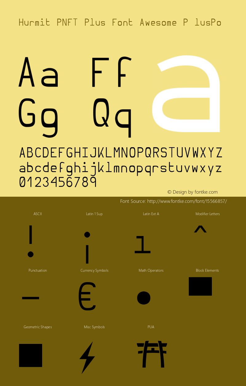 Hurmit PNFT Plus Font Awesome P lusPo Version 1.21;Nerd Fonts 0.4.图片样张