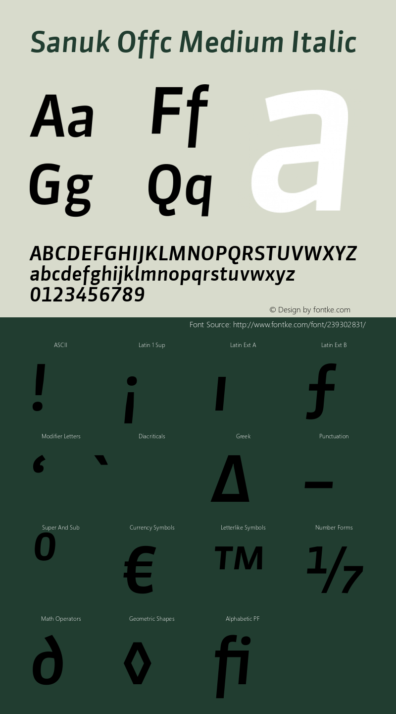 Sanuk Offc Medium Italic Version 7.504; 2010; Build 1021图片样张