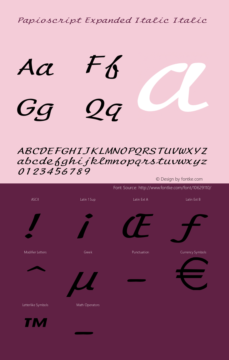 Papioscript Expanded Italic Italic Version 1.000图片样张