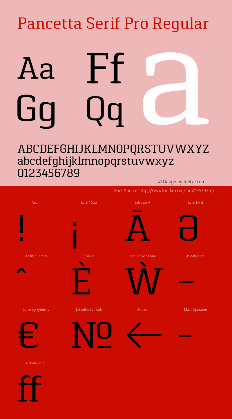 Pancetta Serif Pro Regular Version 001.000图片样张