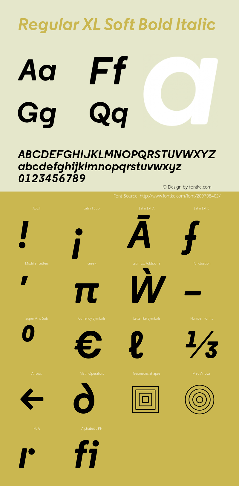Regular XL Soft Bold Italic Version 1.002图片样张