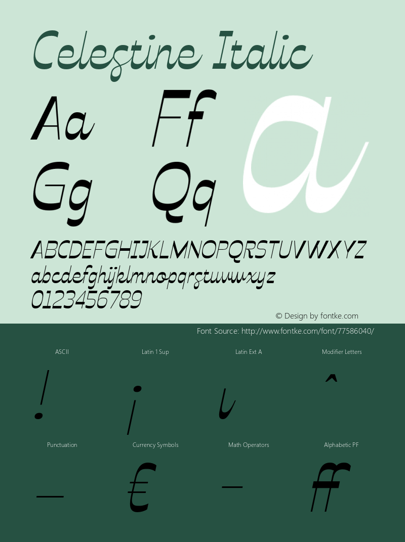 Celestine Italic Version 1.000图片样张