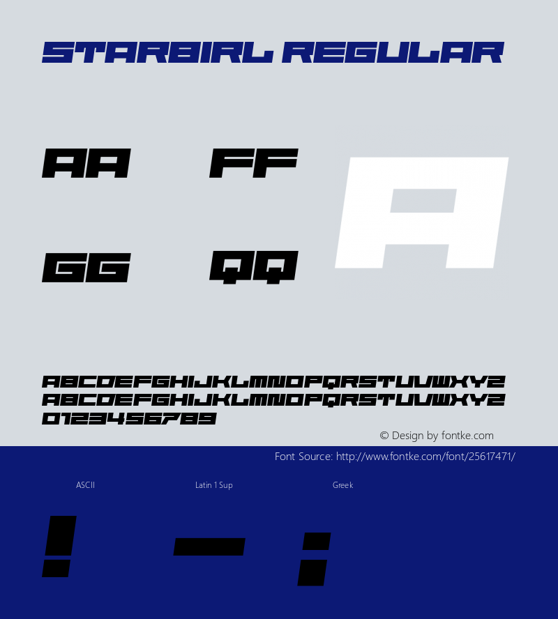 Starbirl Version 1.00;April 6, 2018;FontCreator 11.5.0.2421 64-bit图片样张