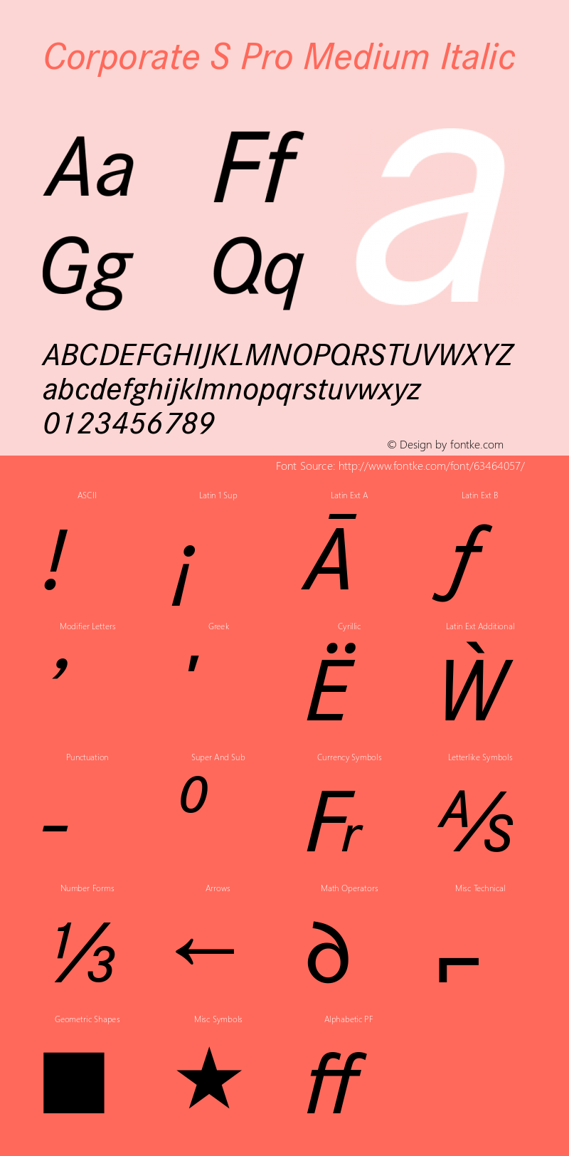 Corporate S Pro Medium Italic Version 1.40图片样张