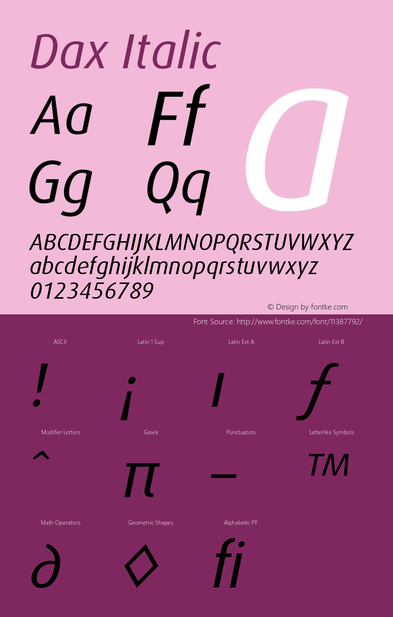 Dax Italic Version 001.000图片样张