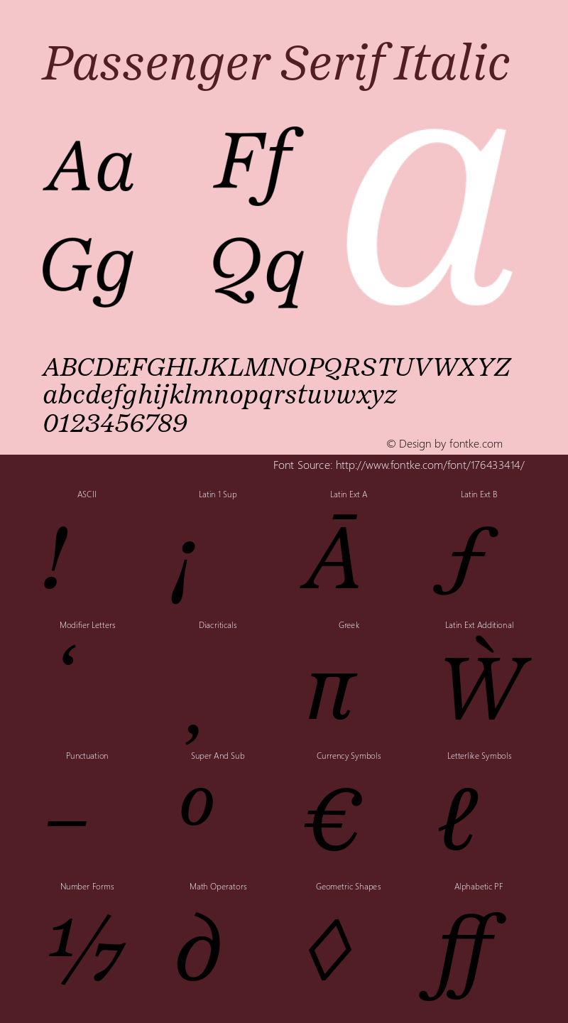 PassengerSerif-Italic Version 1.0图片样张