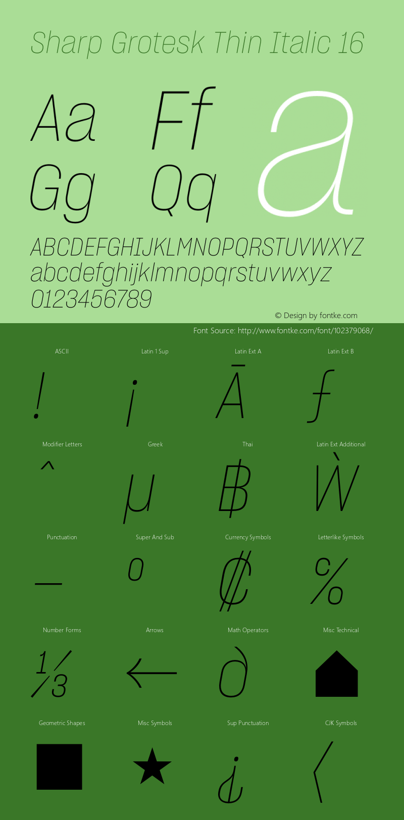 Sharp Grotesk Thin Italic 16 Version 1.003图片样张