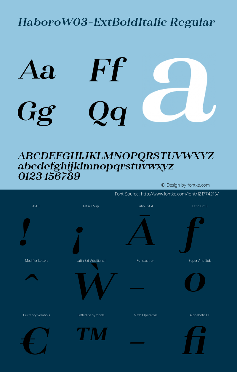 Haboro W03 Ext Bold Italic Version 1.00图片样张