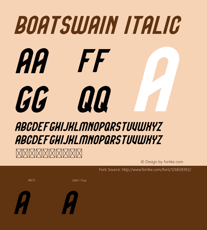 BOATSWAIN Italic Version 1.002;Fontself Maker 3.2.2图片样张