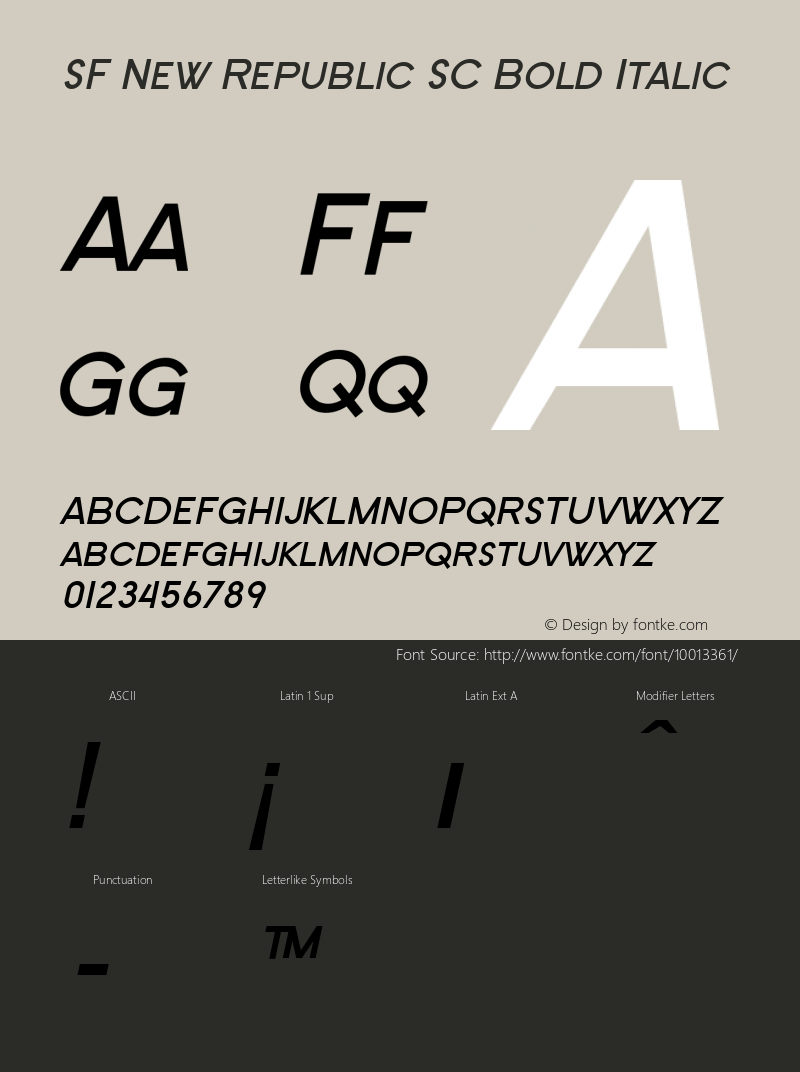 SF New Republic SC Bold Italic ver 2.0; 2000. Freeware for non-commercial use.图片样张