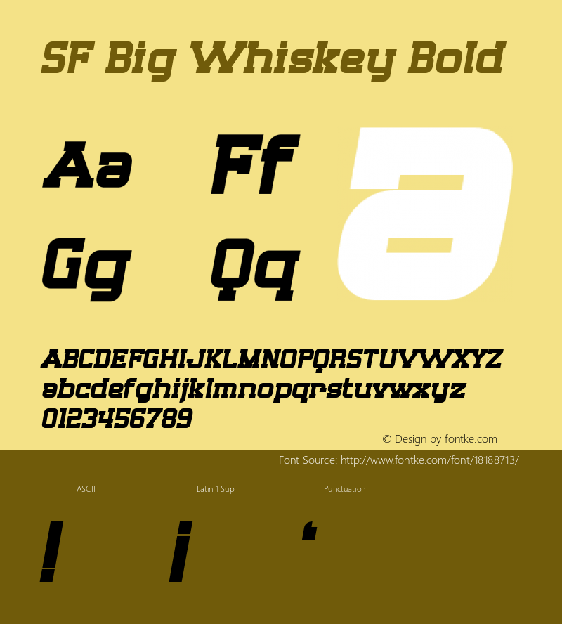 SF Big Whiskey Bold ver 1.0; 1999. Freeware for non-commercial use.图片样张