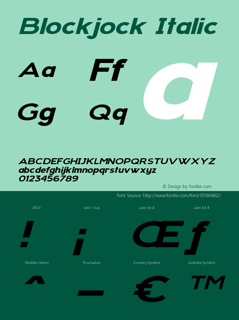 Blockjock Italic Version 1.000图片样张