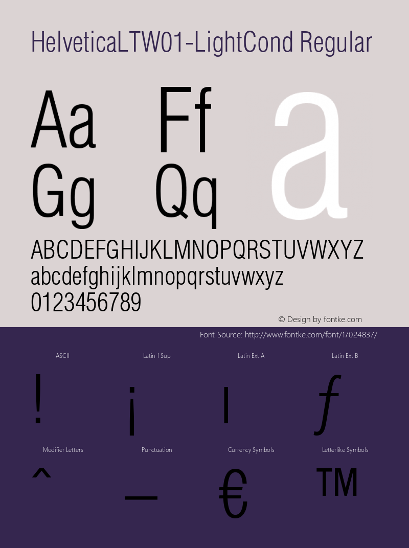 HelveticaLTW01-LightCond Regular Version 1.00图片样张