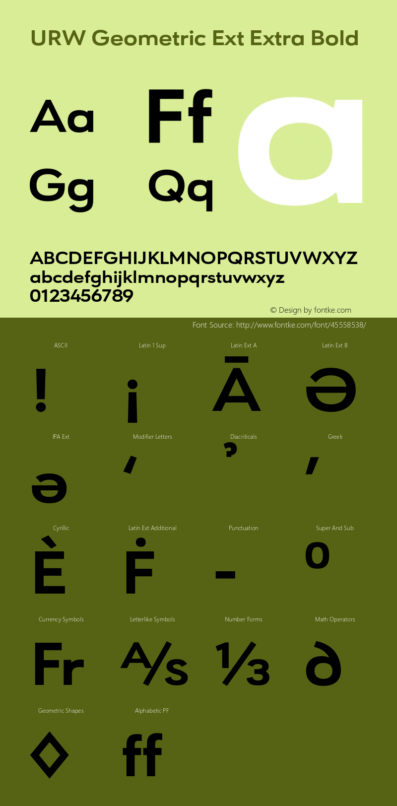 URWGeometricExt-ExtraBold Version 1.000;PS 1.00;hotconv 1.0.57;makeotf.lib2.0.21895图片样张