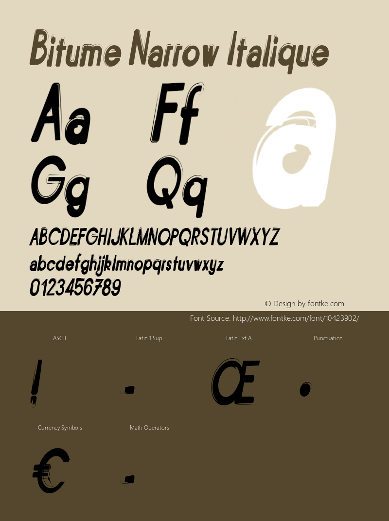 Bitume Narrow Italique Fontographer 4.7 27/01/12 FG4M­0000002045图片样张