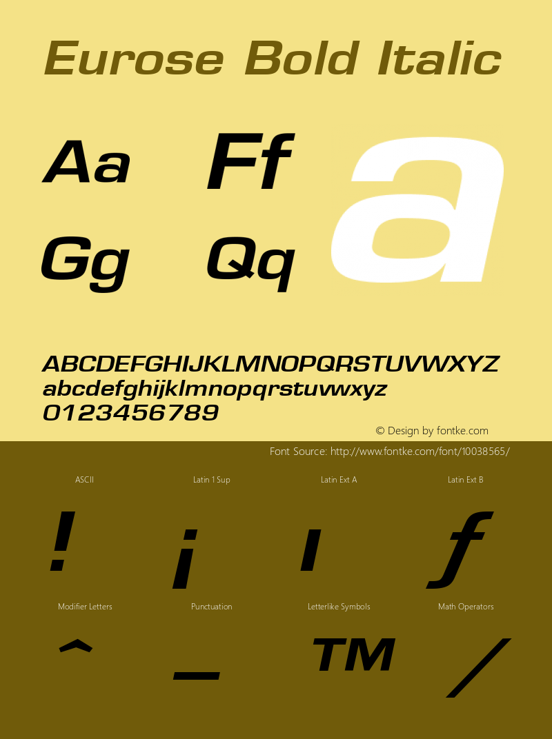 Eurose Bold Italic The IMSI MasterFonts Collection, tm 1995 IMSI图片样张