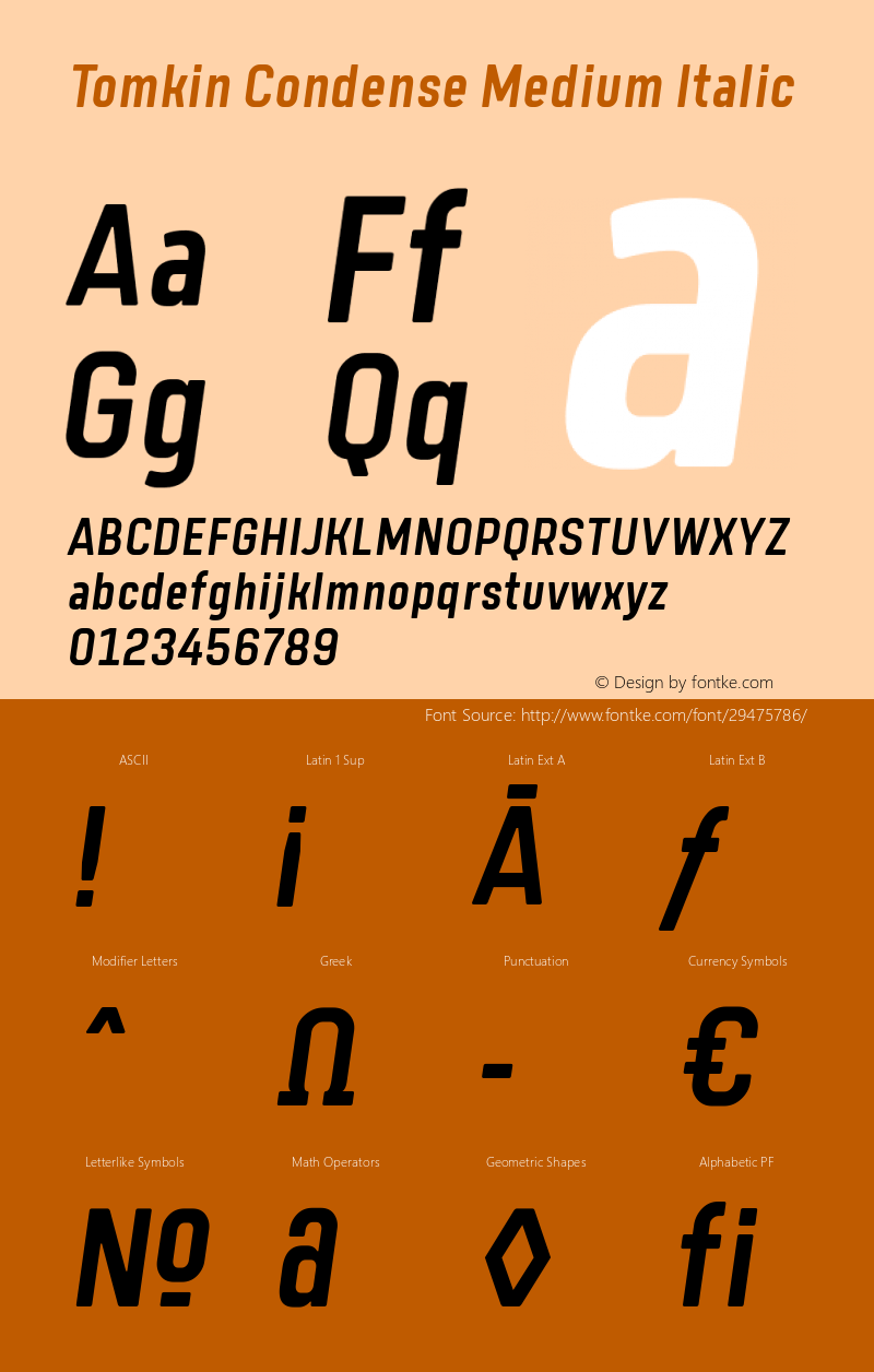 Tomkin Condense Medium Italic Version 1.000;YWFTv17图片样张
