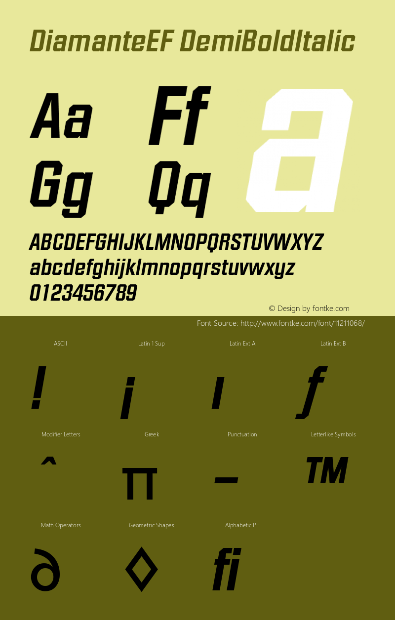 DiamanteEF DemiBoldItalic Version 001.000图片样张