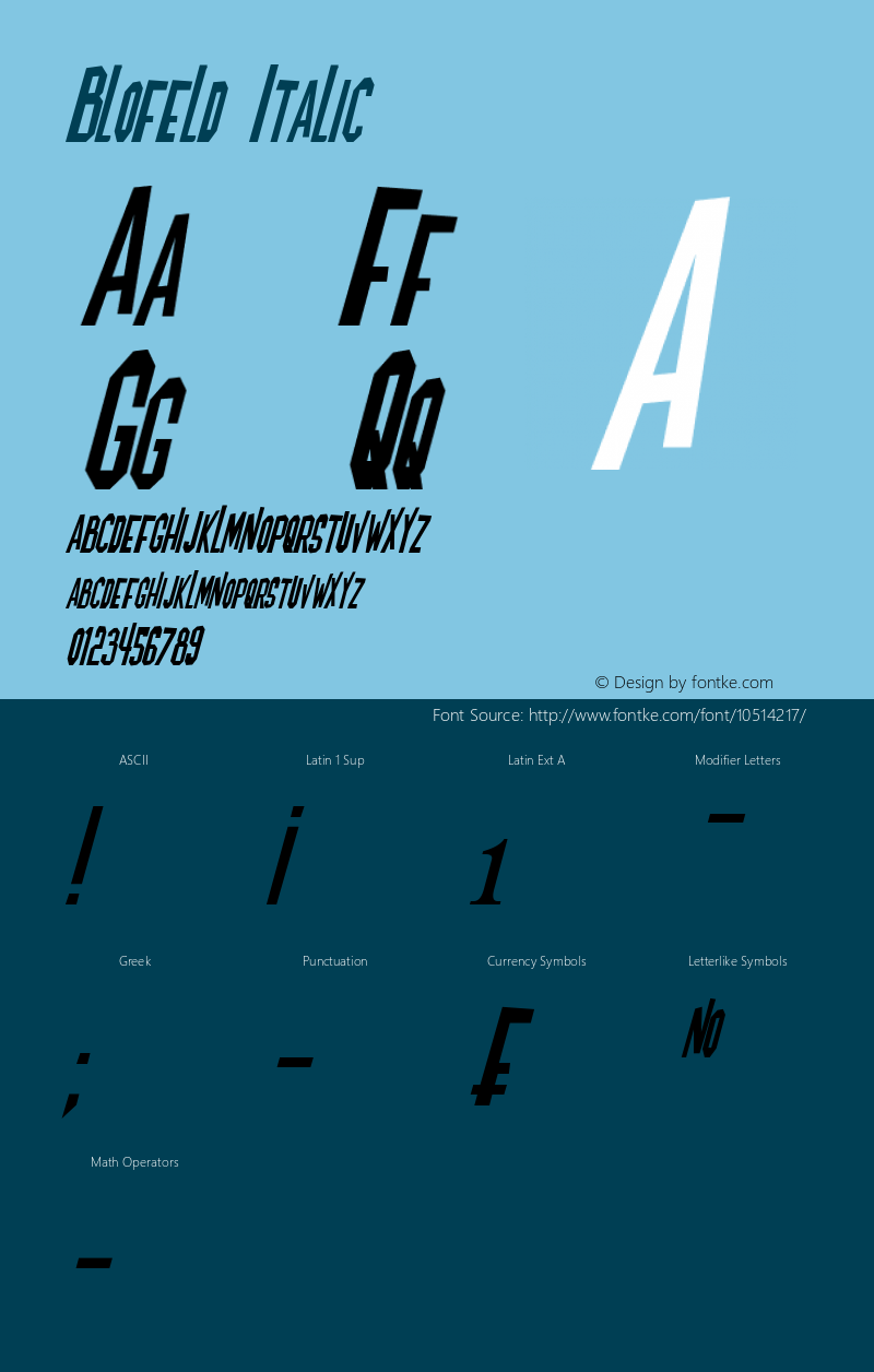 Blofeld Italic Version 1.00 September 3, 2013, initial release图片样张