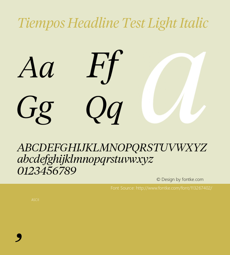 TiemposHeadline-LightItalicTest Version 1.008;hotconv 1.0.116;makeotfexe 2.5.65601;0图片样张