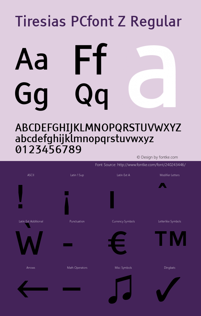 Tiresias PCfont Z Version 1.0; 2000; initial release图片样张