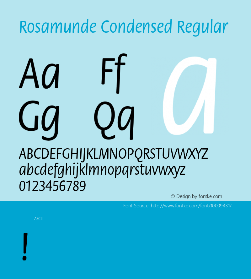 Rosamunde Condensed Regular Unknown图片样张