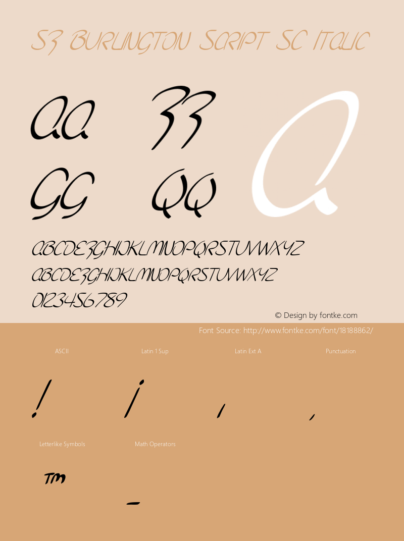 SF Burlington Script SC Italic Version ver 1.0; 2000. Freew图片样张