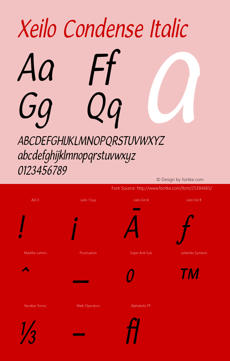 XeiloCondense-Italic Version 1.001 2008图片样张