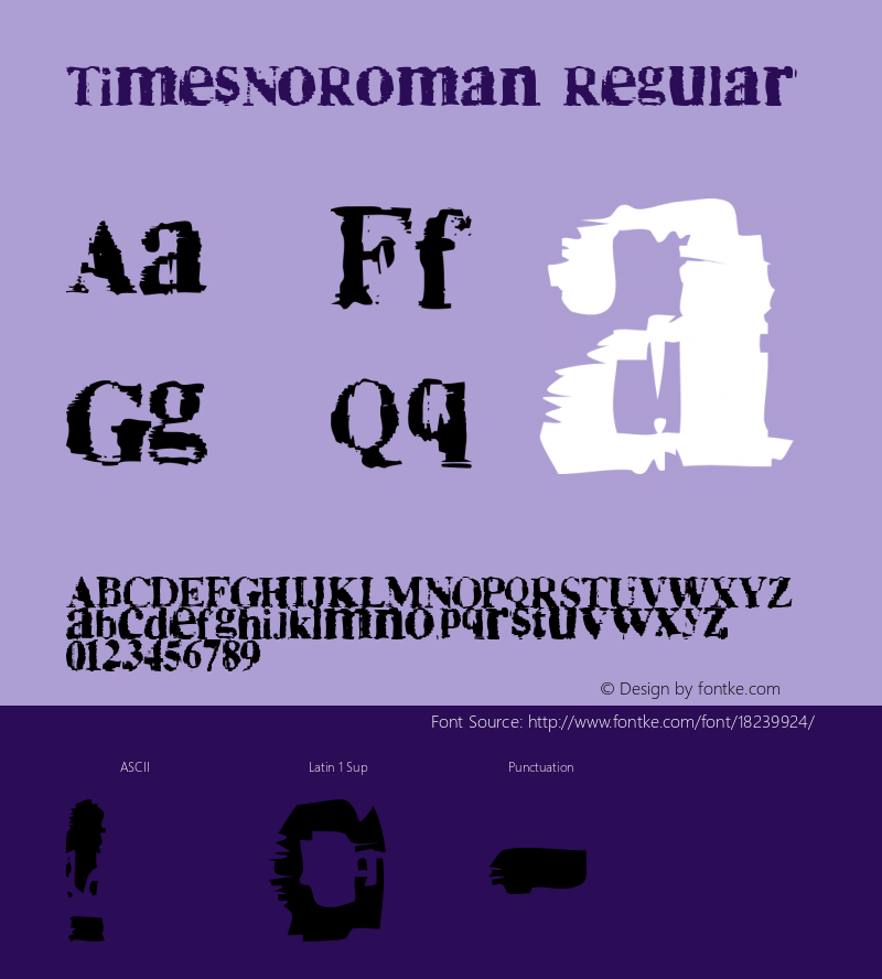 TimesNoRoman Regular Macromedia Fontographer 4.1.2 19.05.1999图片样张