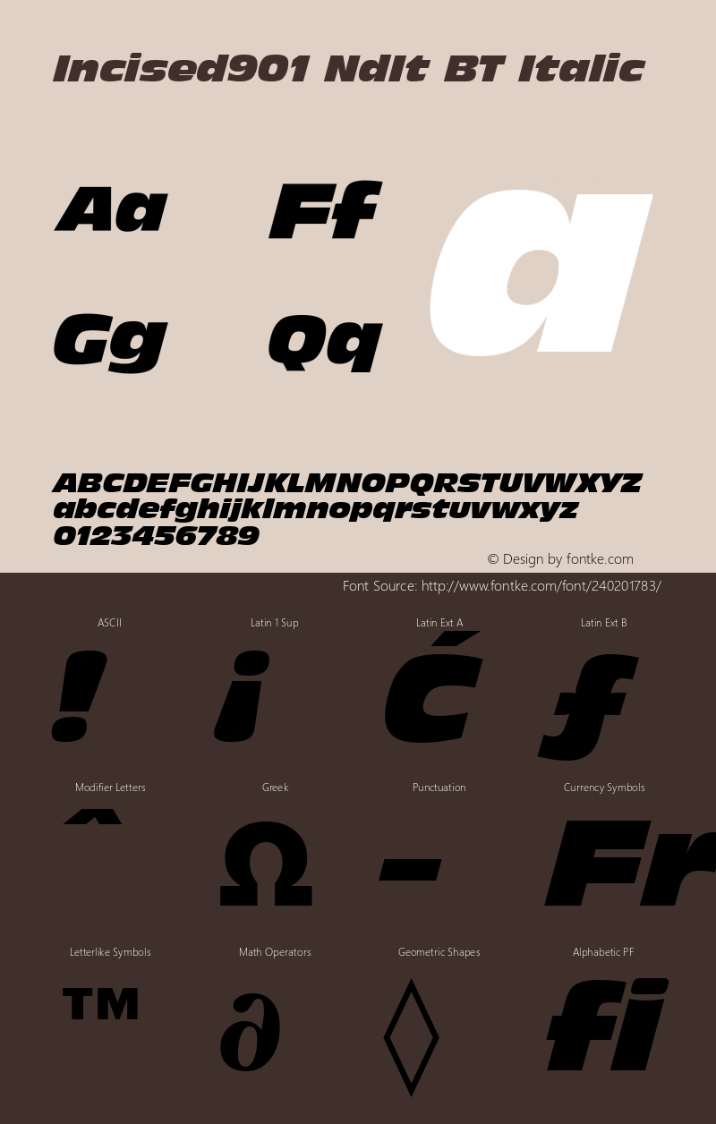 Incised901 NdIt BT Italic Version 1.01 emb4-OT图片样张