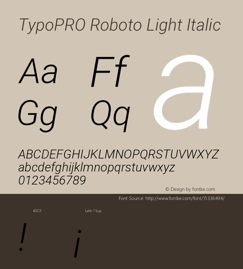 TypoPRO Roboto Light Italic Version 2.001047; 2015图片样张