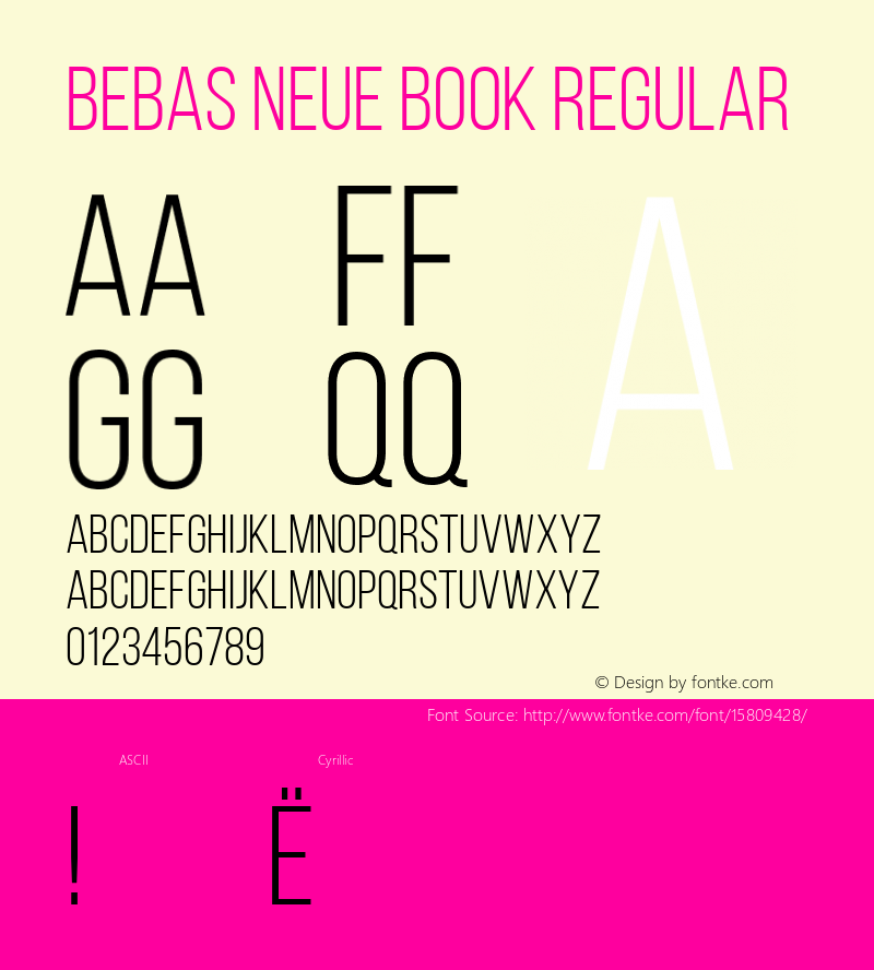 Bebas Neue Book Regular Version 001.003; ttfautohint (v1.4.1)图片样张