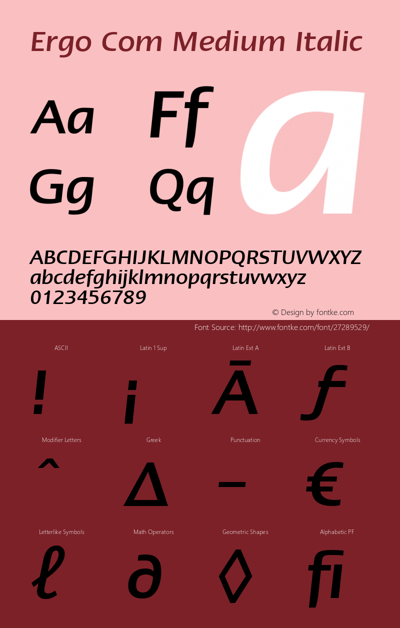 Linotype Ergo Com Medium Italic Version 2.01图片样张