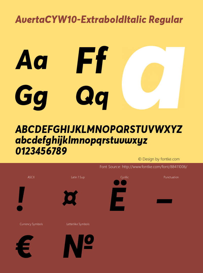 Averta CY W10 Extrabold Italic Version 1.008图片样张