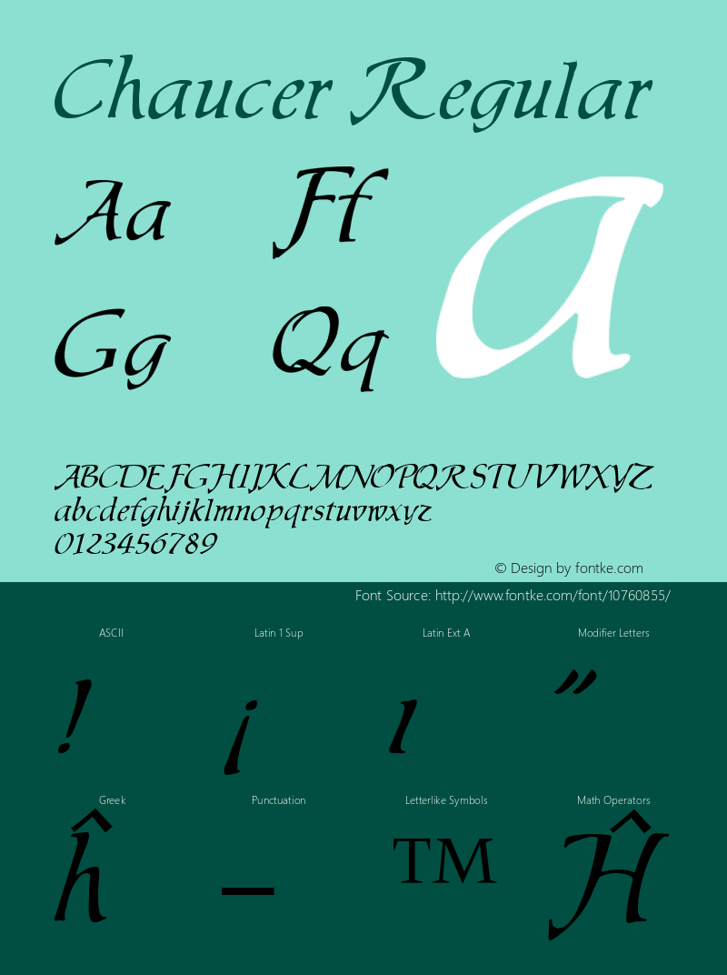 Chaucer Regular Altsys Fontographer 3.5  5/26/92图片样张