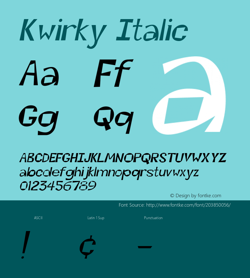 Kwirky Italic Macromedia Fontographer 4.1 7/20/96图片样张