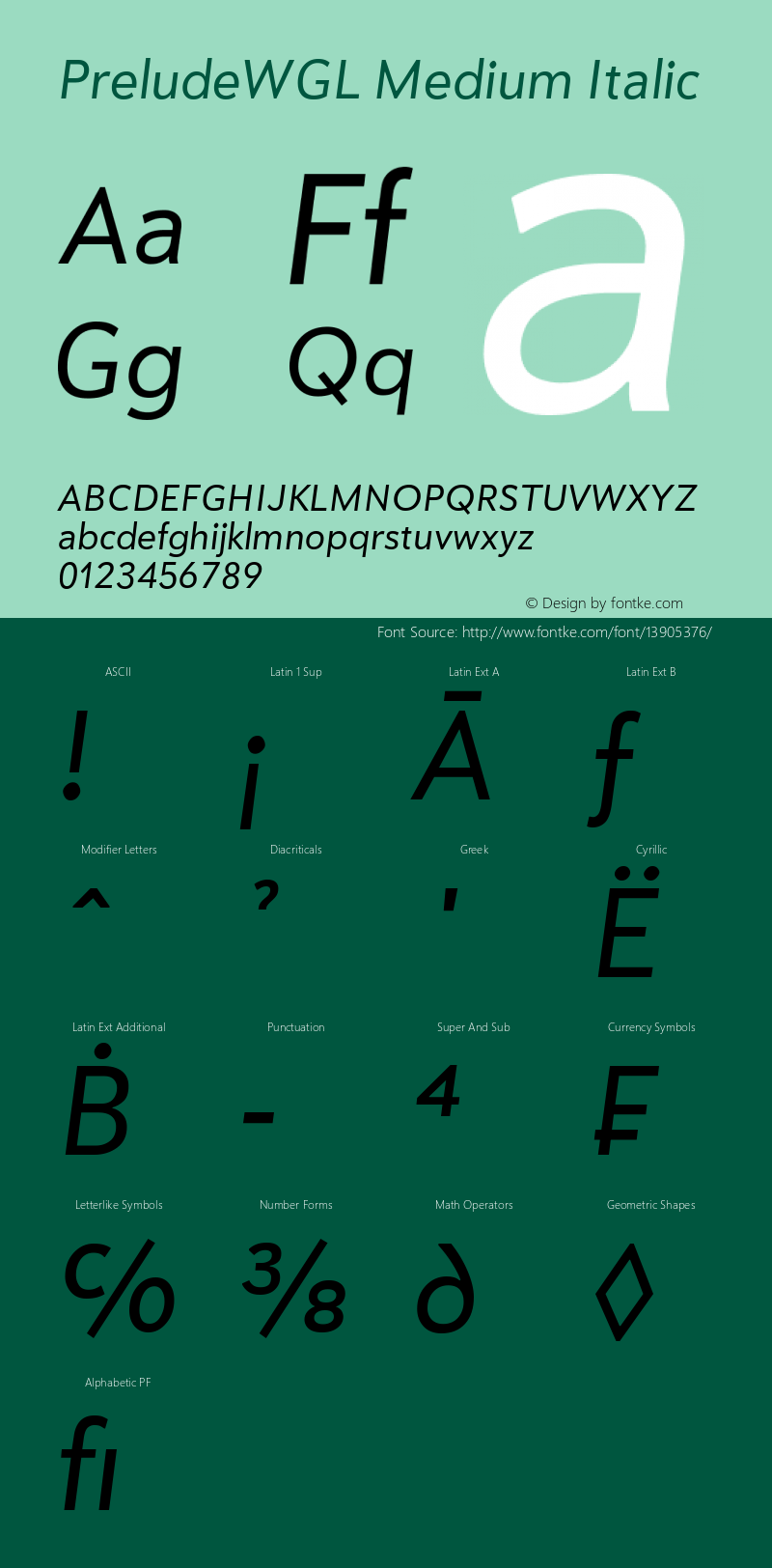 PreludeWGL Medium Italic Version 2.003图片样张