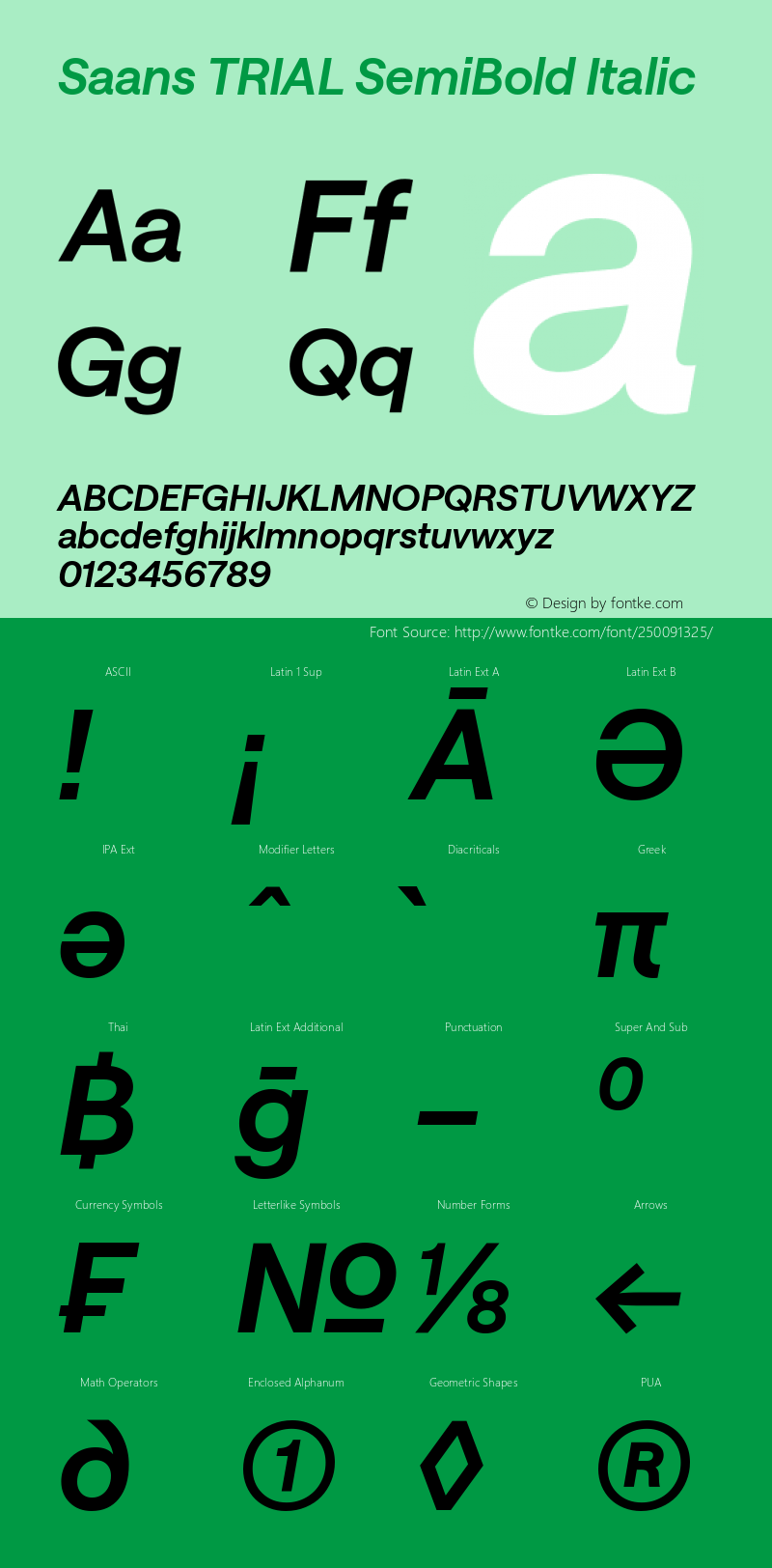 Saans TRIAL SemiBold Italic Version 3.000;Glyphs 3.2 (3187)图片样张