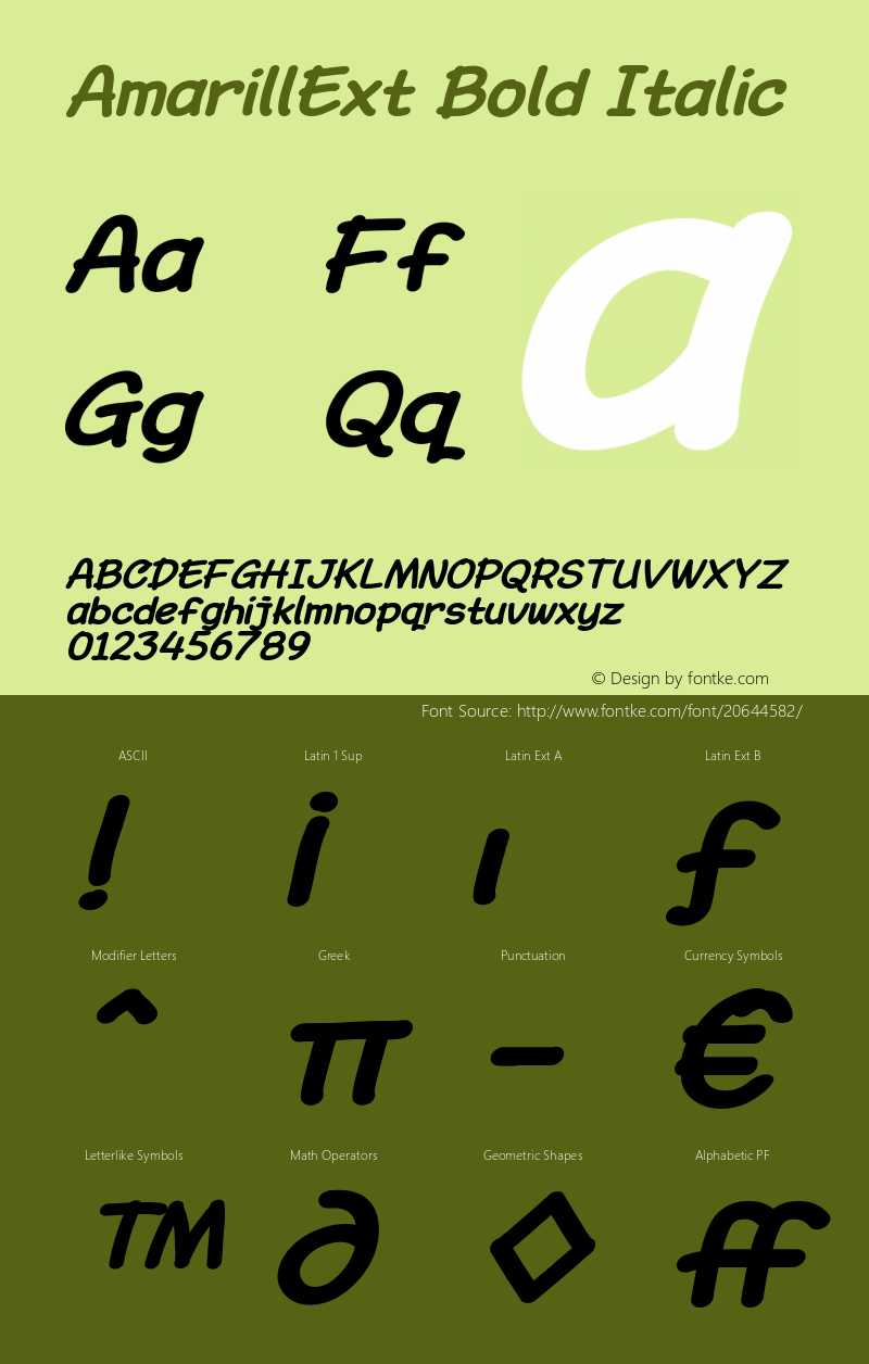 AmarillExt Bold Italic Version 1.000图片样张