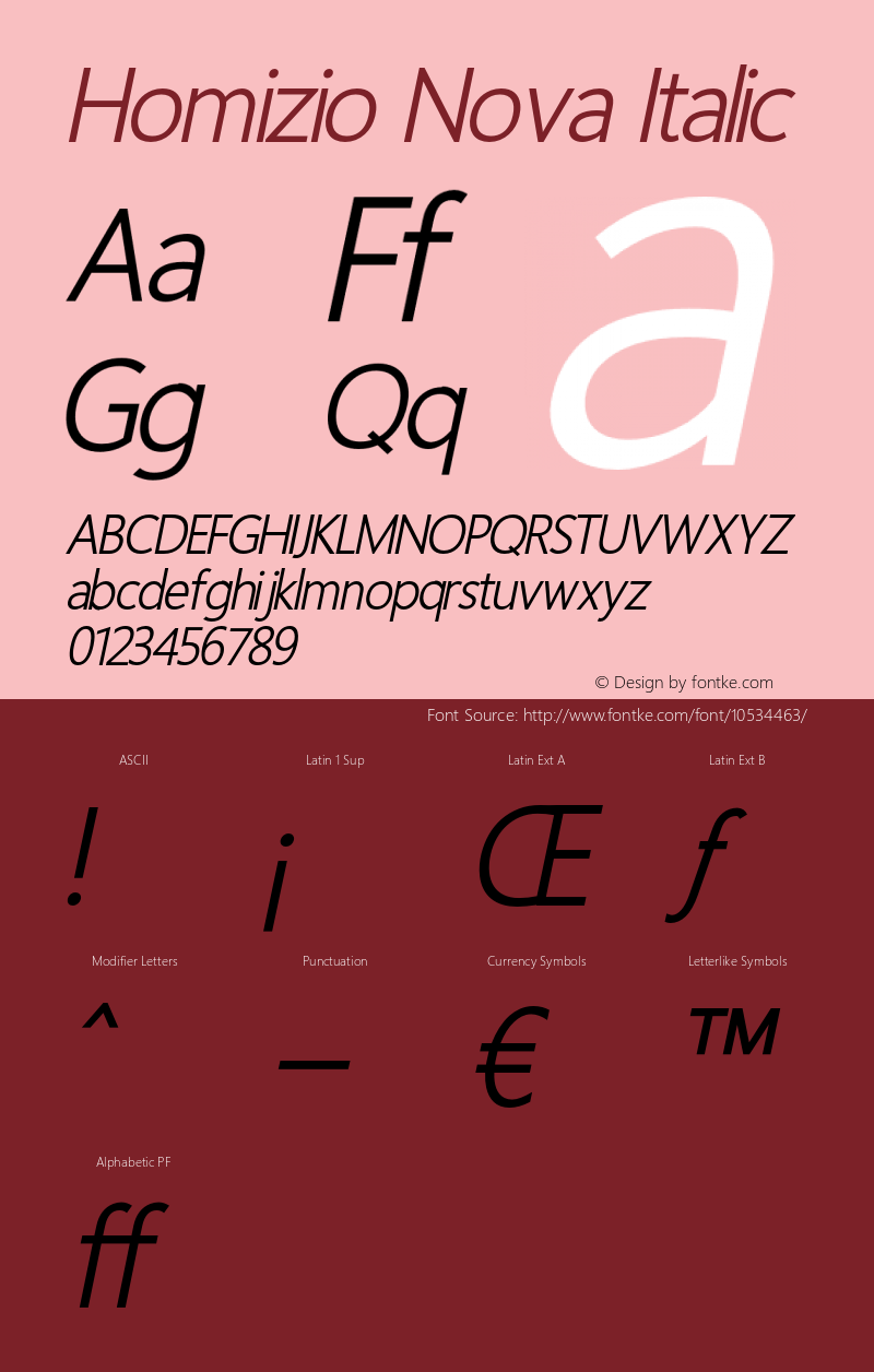 Homizio Nova Italic Version 3.000 2014 initial release图片样张