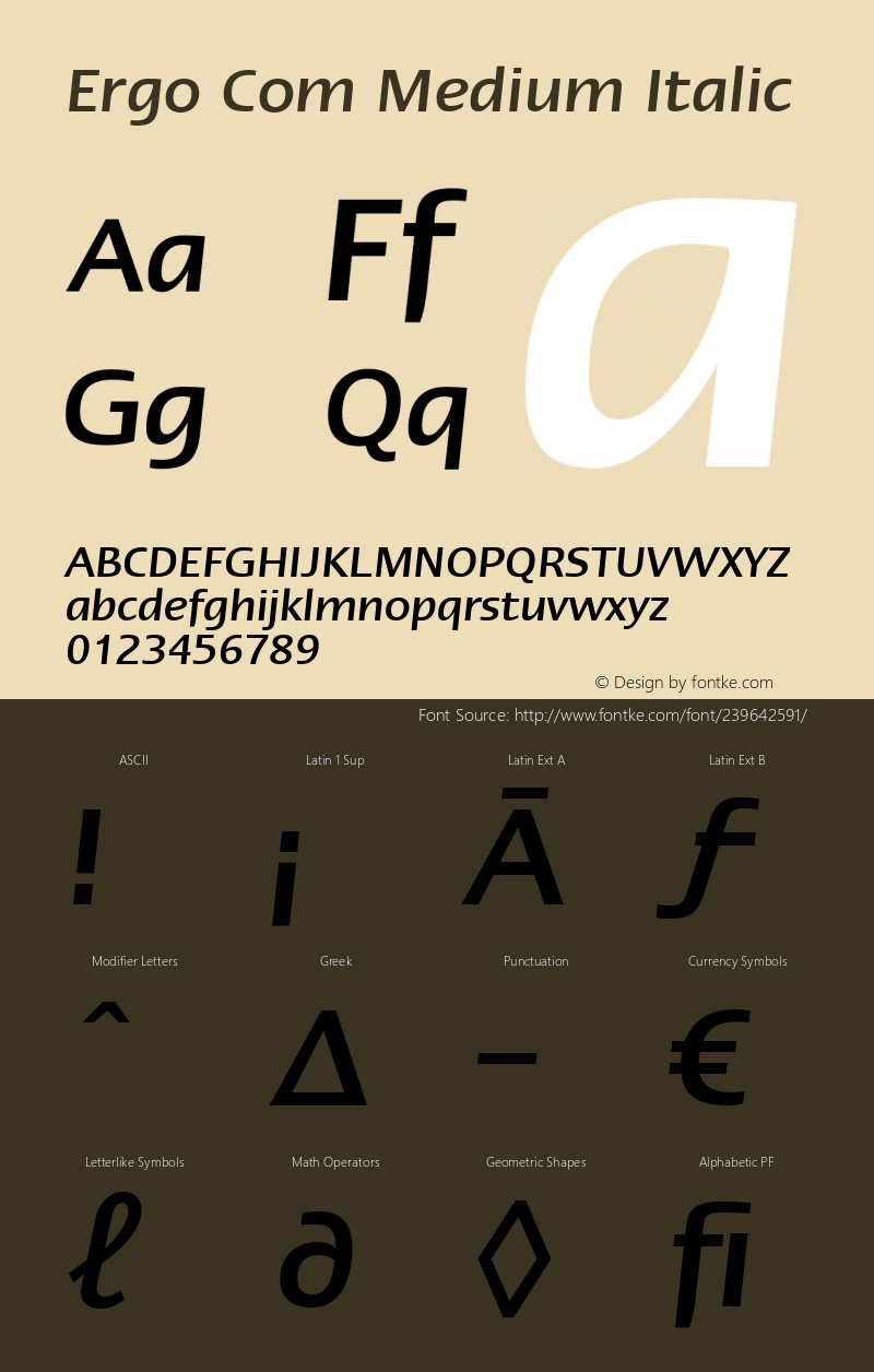 Linotype Ergo Com Medium Italic Version 2.01图片样张