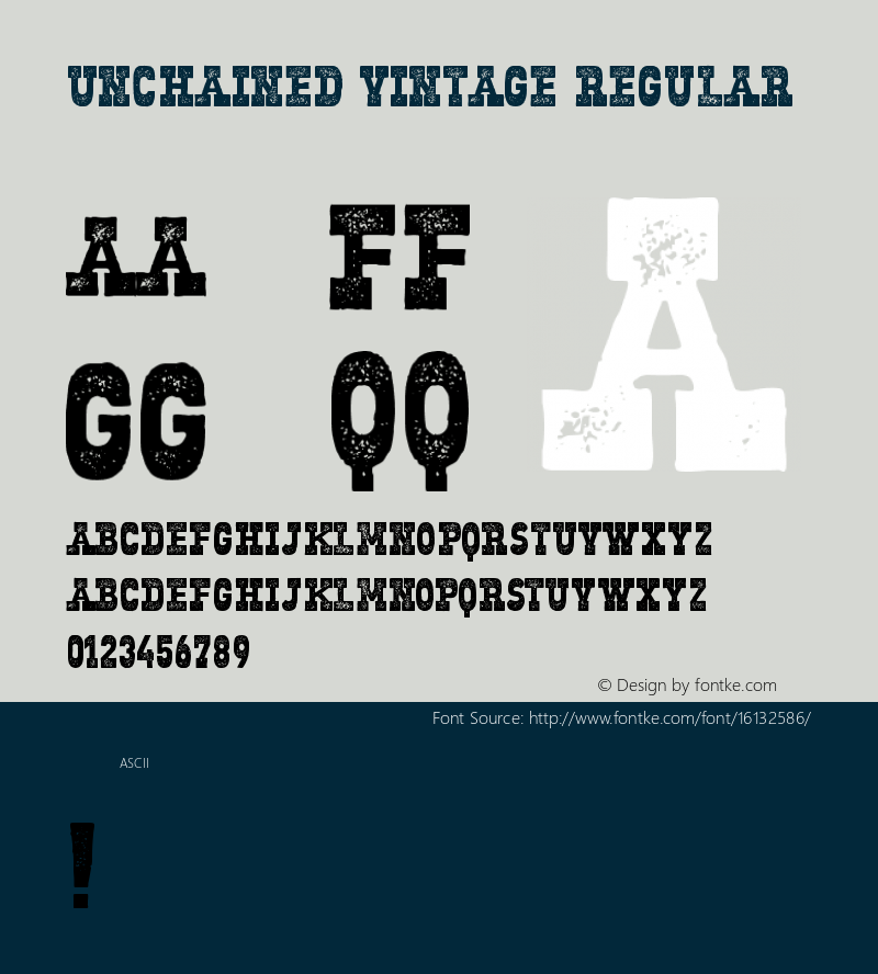 Unchained Vintage Regular Version 1.000;PS 001.000;hotconv 1.0.70;makeotf.lib2.5.58329 DEVELOPMENT图片样张