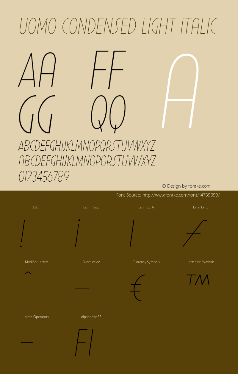 Uomo Condensed Light Italic Version 001.901图片样张