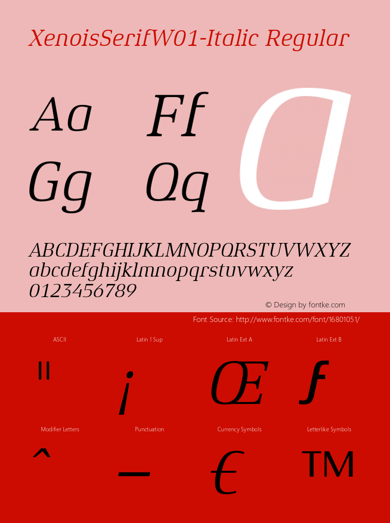 XenoisSerifW01-Italic Regular Version 1.00图片样张