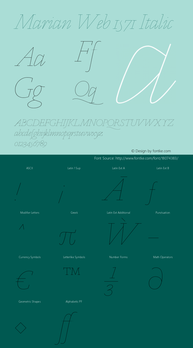 Marian Web 1571 Italic Version 1.1 2015图片样张